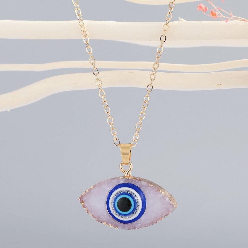 Make A Wish Vintage Evil Eye Pendant Necklace For Women Gold - Picture 3 of 6